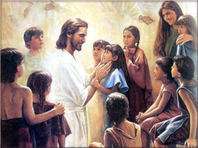 Jesus playing with kids